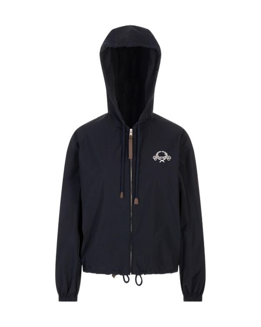 Moschino Blue Zipped Bomber Jacket