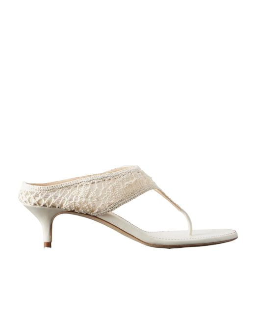 Magda Butrym White Crocheted High-Heeled Sandals