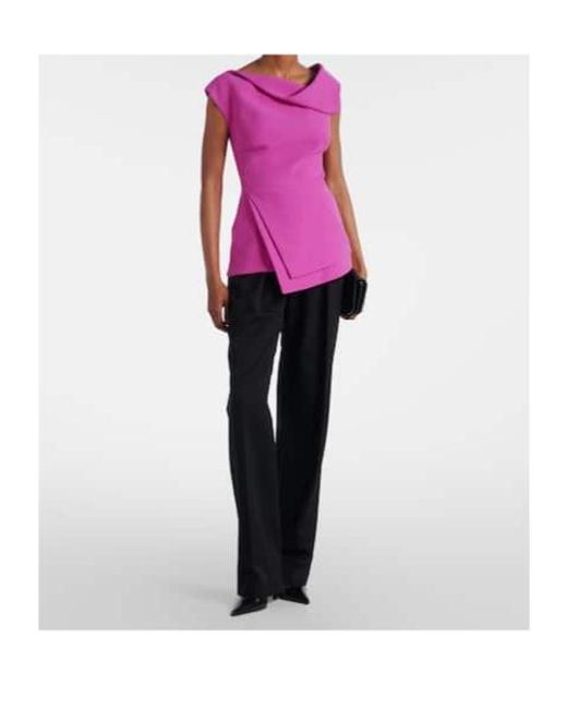 Safiyaa Purple Farrah Draped Crepe Top