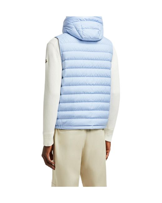 Moncler Blue Bourget Hooded Down Vest for men