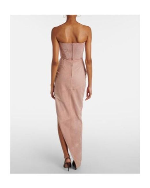 Alex Perry Pink Draped Suede Bustier Dress