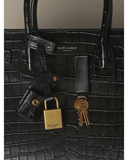 Saint Laurent Black Structured Tote Bag