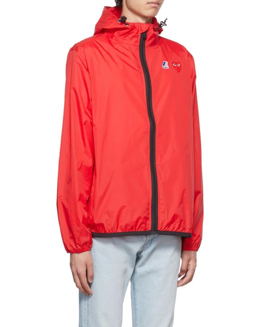 COMME DES GARÇONS PLAY Pink Comme Des Garçons Play X K-Way Logo Patch Zip-Up Jacket for men