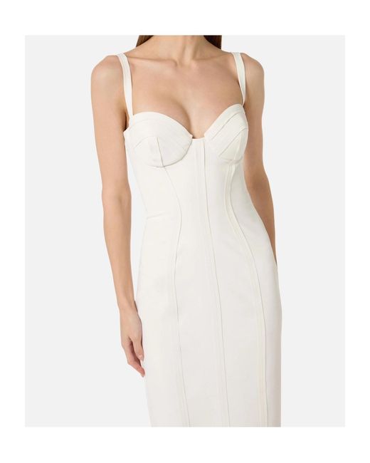 Elisabetta Franchi White Strapped Corset Midi Dress