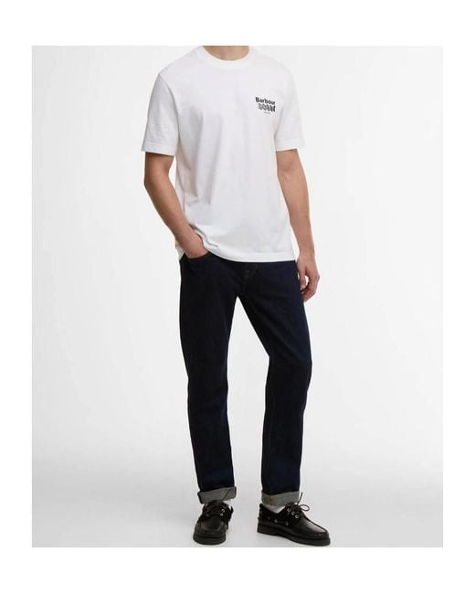 Barbour White Logo-Print T-Shirt for men
