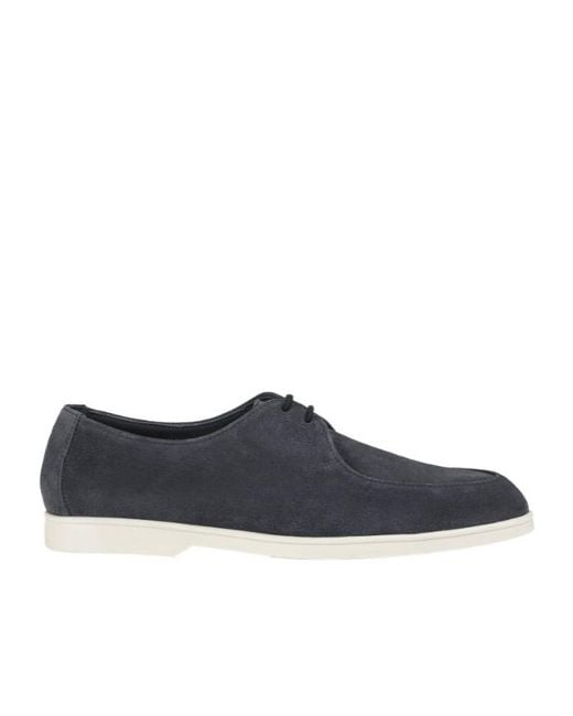 Doucal's Blue Suede Two-Hole Lace-Up for men