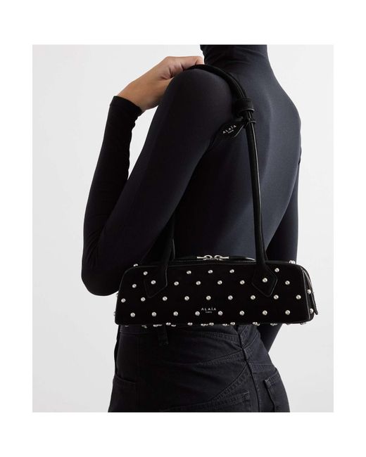 Alaïa Black Alaïa Le Teckel Small Stud Embellished Shoulder Bag