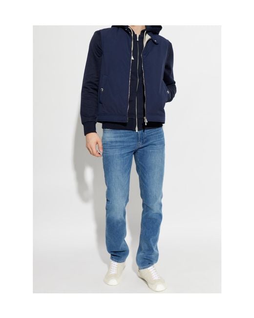Eleventy Blue Stand Collar Quilted Vest for men