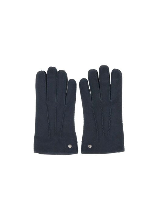 Gianni Chiarini Blue Suede Top-Stitch Gloves for men