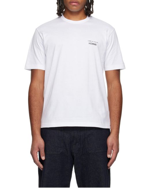 Comme des Garçons White Comme Des Garçons Homme Logo Printed Crewneck T-Shirt for men