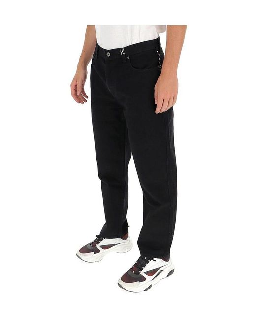 Valentino Black Wide-Leg Rockstud Jeans for men