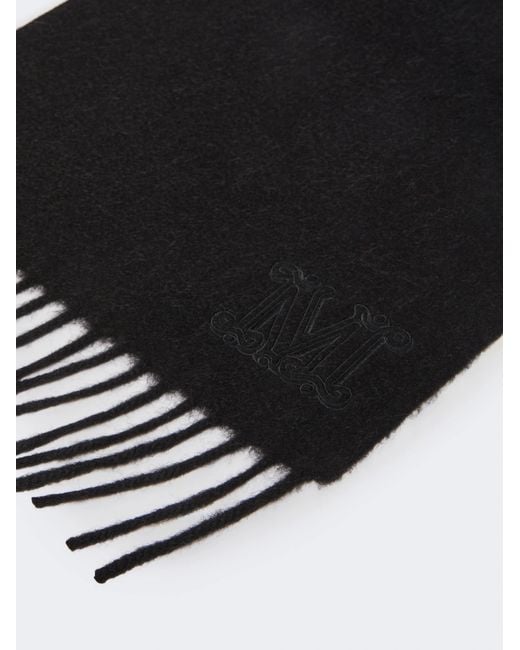 Max Mara Black Monogram-Embroidered Camel Stole