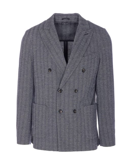 Circolo 1901 Men's Blue Chevron Double-Breasted Jacket