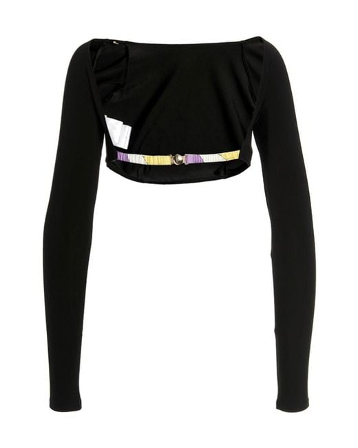 Emilio Pucci Black Open-Back Crop Top
