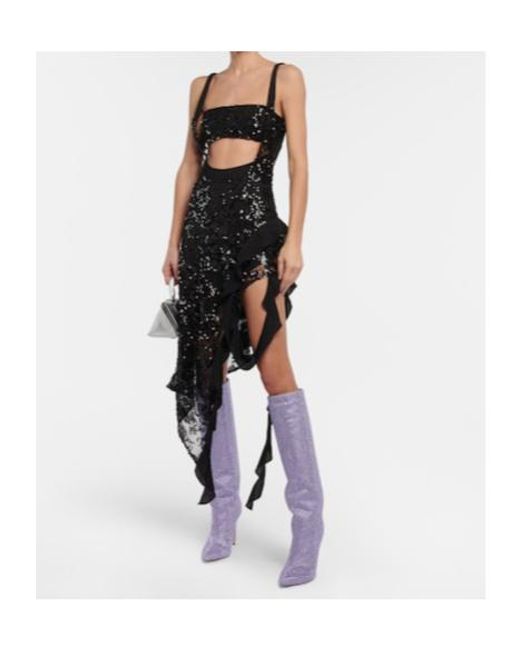 Paris Texas Purple Holly Embellished Knee-High Boots