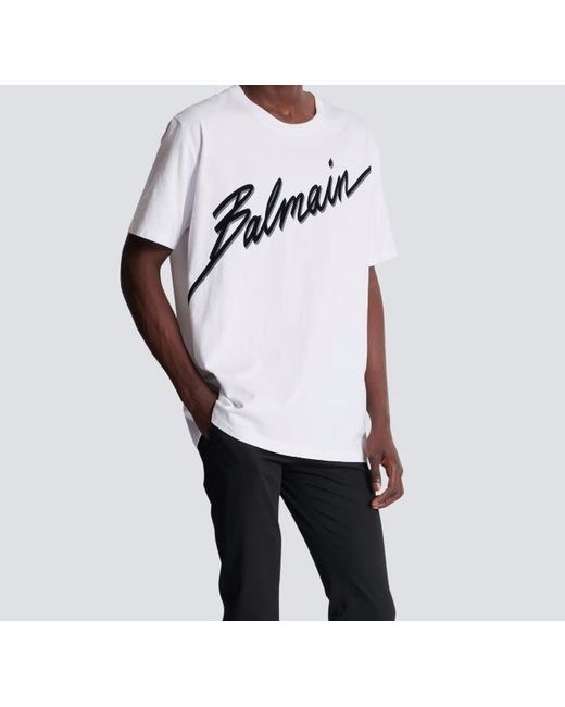Balmain White Letter" Logo T-Shirt for men