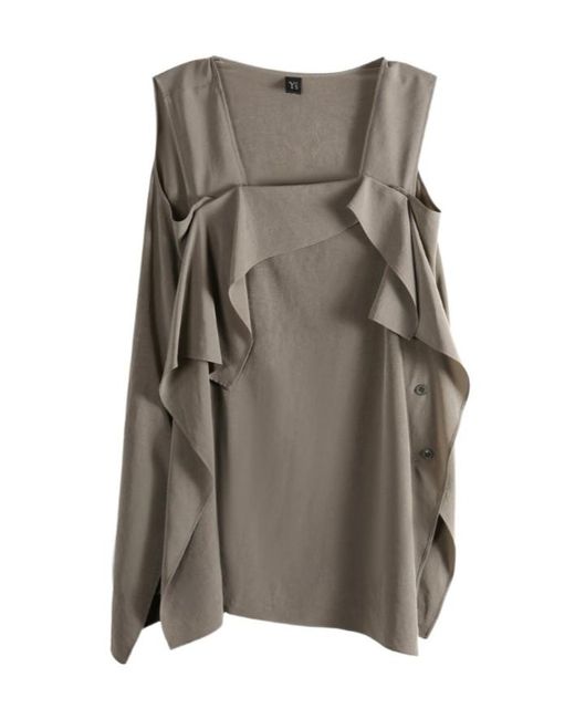 Y's Yohji Yamamoto Gray Y-Flare Sleeveless B Top