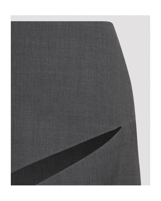 Jil Sander Gray Asymmetric Cutout Midi Skirt
