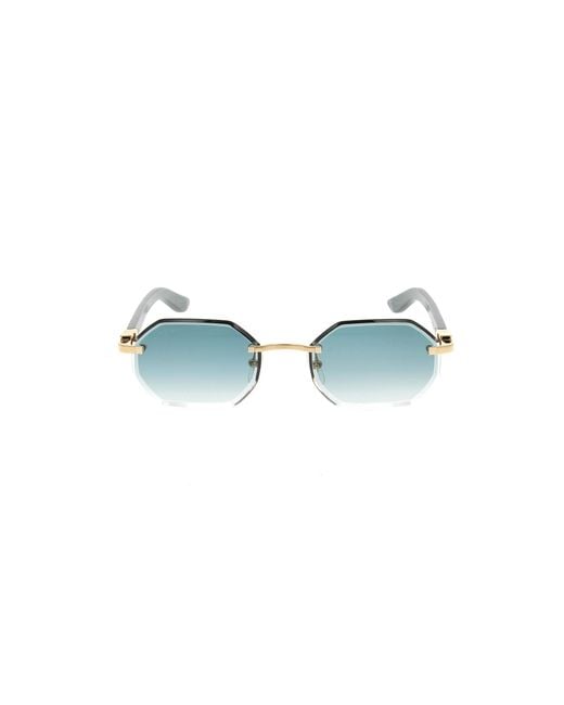 Cartier Green Geometric Frame Sunglasses