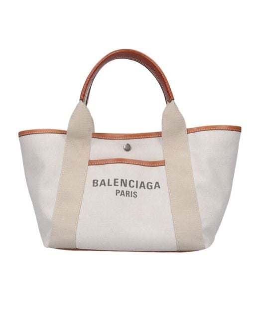 Balenciaga White Logo Detailed Tote Bag