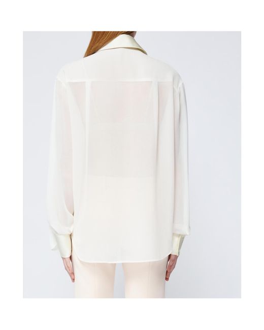 Jonathan Simkhai White Vinka Pleated-Front Blouse