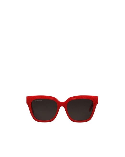 Balenciaga Red Square Frame Sunglasses