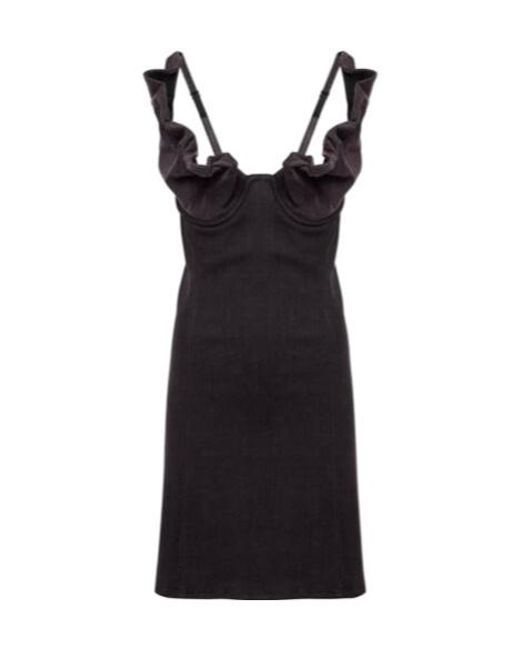 Y. Project Black Ruffled Denim Minidress