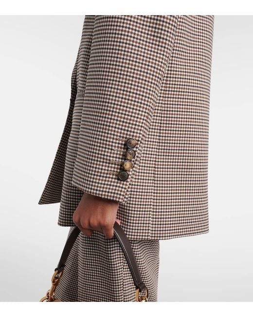 Etro Brown Double-Breasted Wool-Blend Blazer