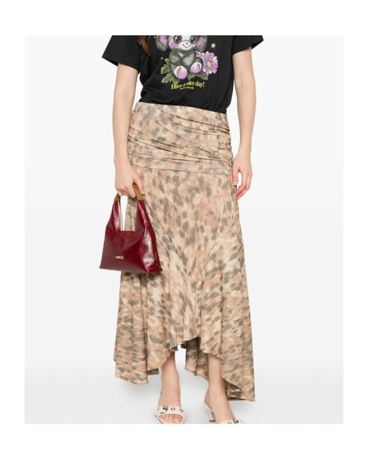Ganni Natural Butter Printed Leopard Skirt