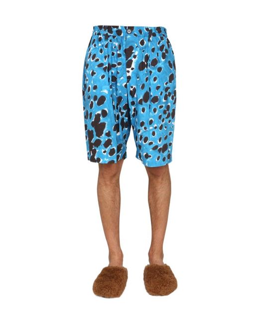 Marni Blue Pop Dots Print Bermuda Shorts for men