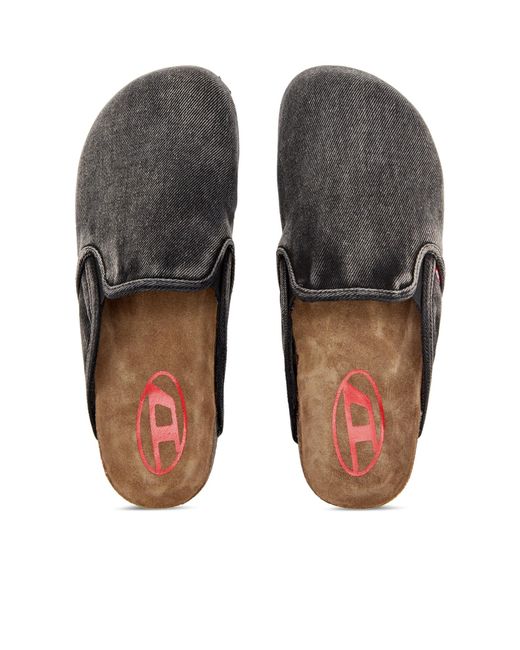 DIESEL Brown D-Woodstock Slippers for men