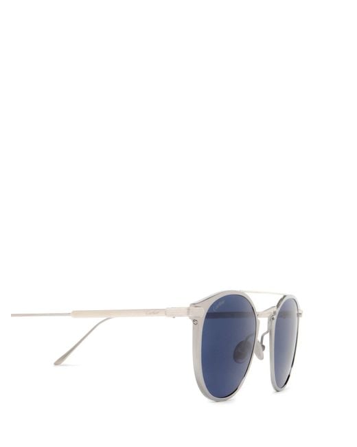 Cartier Blue Round Frame Sunglasses for men