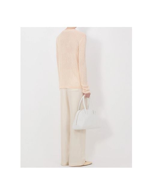 Loulou de Saison Natural Hedora Sheer Ribbed Knitted Sweater
