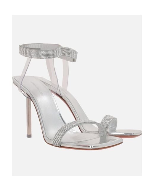 AMINA MUADDI White Square-Headed High-Heeled Sandals