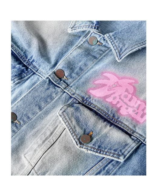 Palm Angels Blue Single- Denim Jacket With Lapel for men