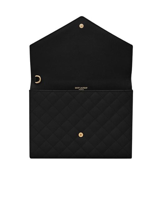 Saint Laurent Black Logo Plaque Envelope Clutch Bag