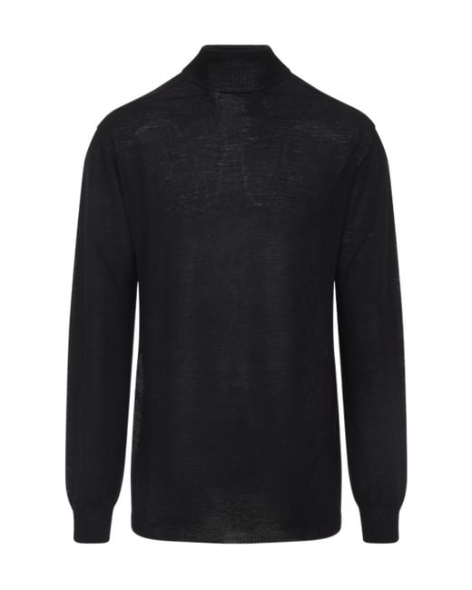 Rick Owens Blue Long-Sleeved Turtleneck Jumper for men