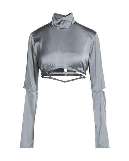 Jacquemus Gray Solid Satin Cropped Top