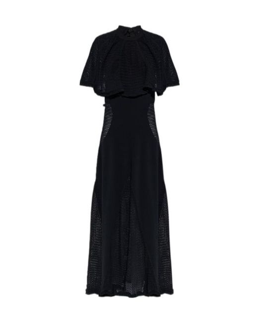 Lanvin Black Open Back Cape Overlay Dress