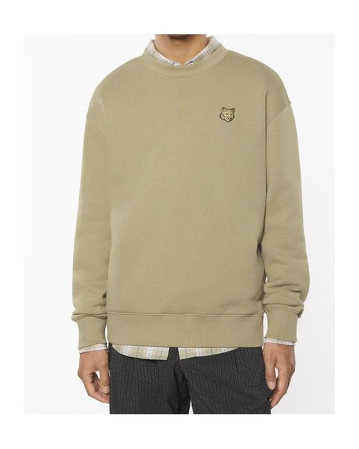 Maison Kitsuné Natural Maison Kitsuné Fox Patch Crewneck Sweatshirt for men