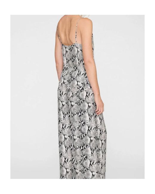 Anine Bing Gray Python V-Neck Top