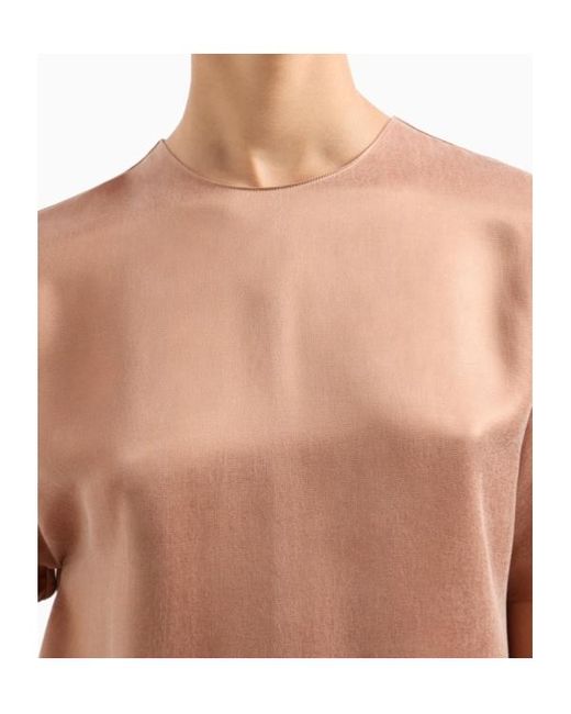 Giorgio Armani Natural Cupro And Viscose Crew-Neck Blouse