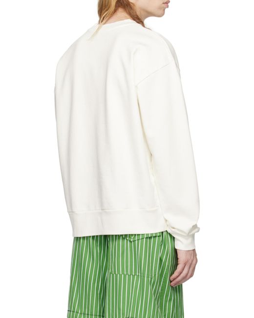 Marni White Logo Printed Crewneck Sweatshirt for men