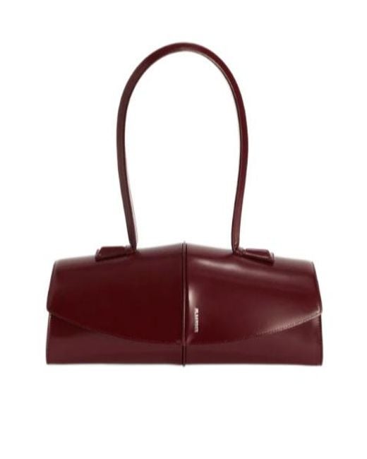 Jil Sander Red Linea Piped Leather Shoulder Bag