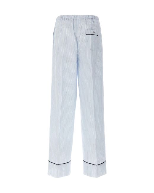 Prada Blue Striped Straight Leg Pants