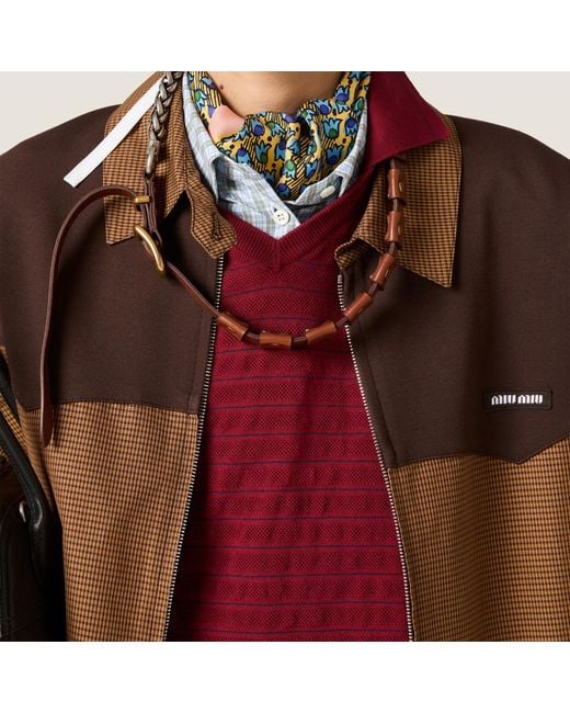 Miu Miu Brown Gingham Check Blouson Jacket