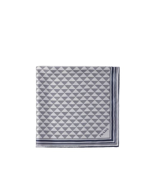 Prada Gray Jacquard Silk Scarf 90