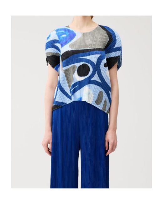 Pleats Please Issey Miyake Blue Roll Top