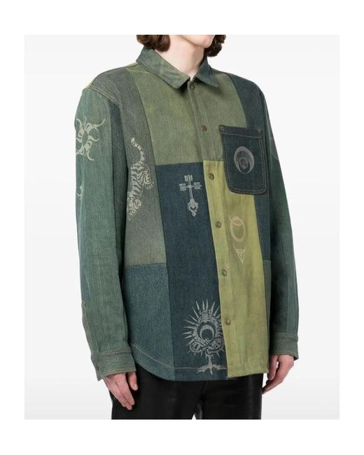 MARINE SERRE Green Patchwork Shirt for men