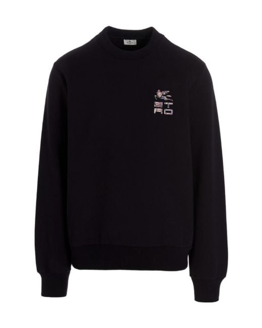 Etro Blue Logo Printed Crewneck Sweatshirt for men